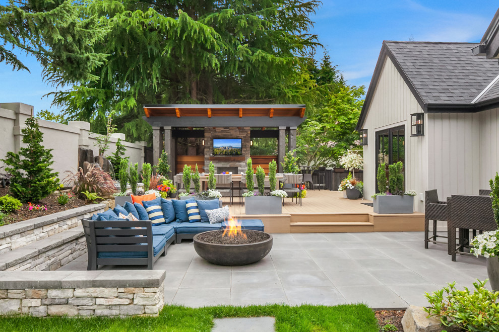 Patio - french country patio idea in Seattle