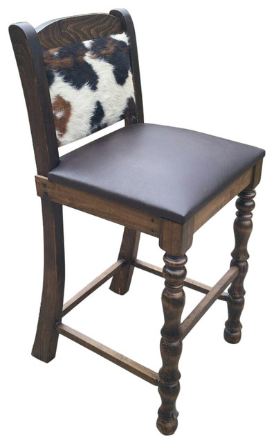 Cowhide and Leather Bar Stool or Counter Stool