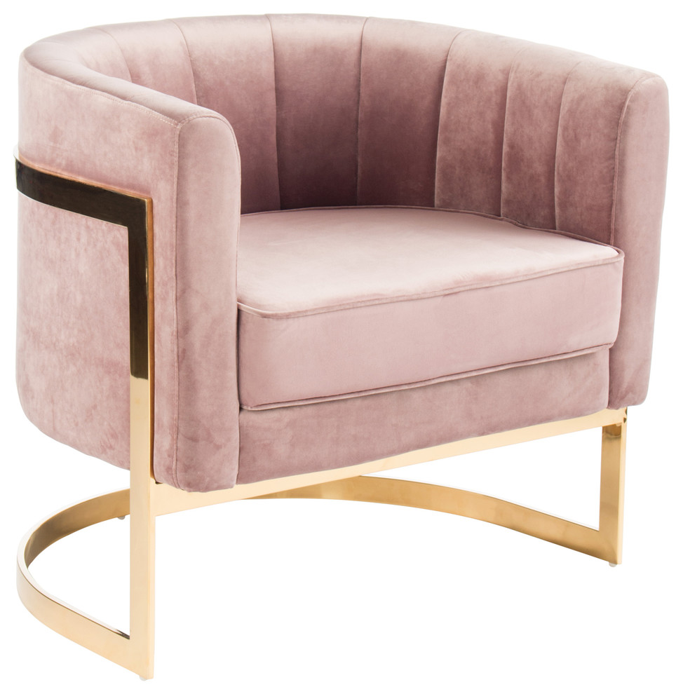 Mica Gold Accent Chair, Blush Pink Contemporary