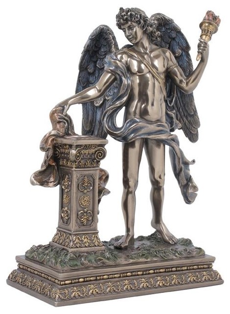 Angel Holding Torch, Cold Cast Bronze Sculpture - Traditional ...