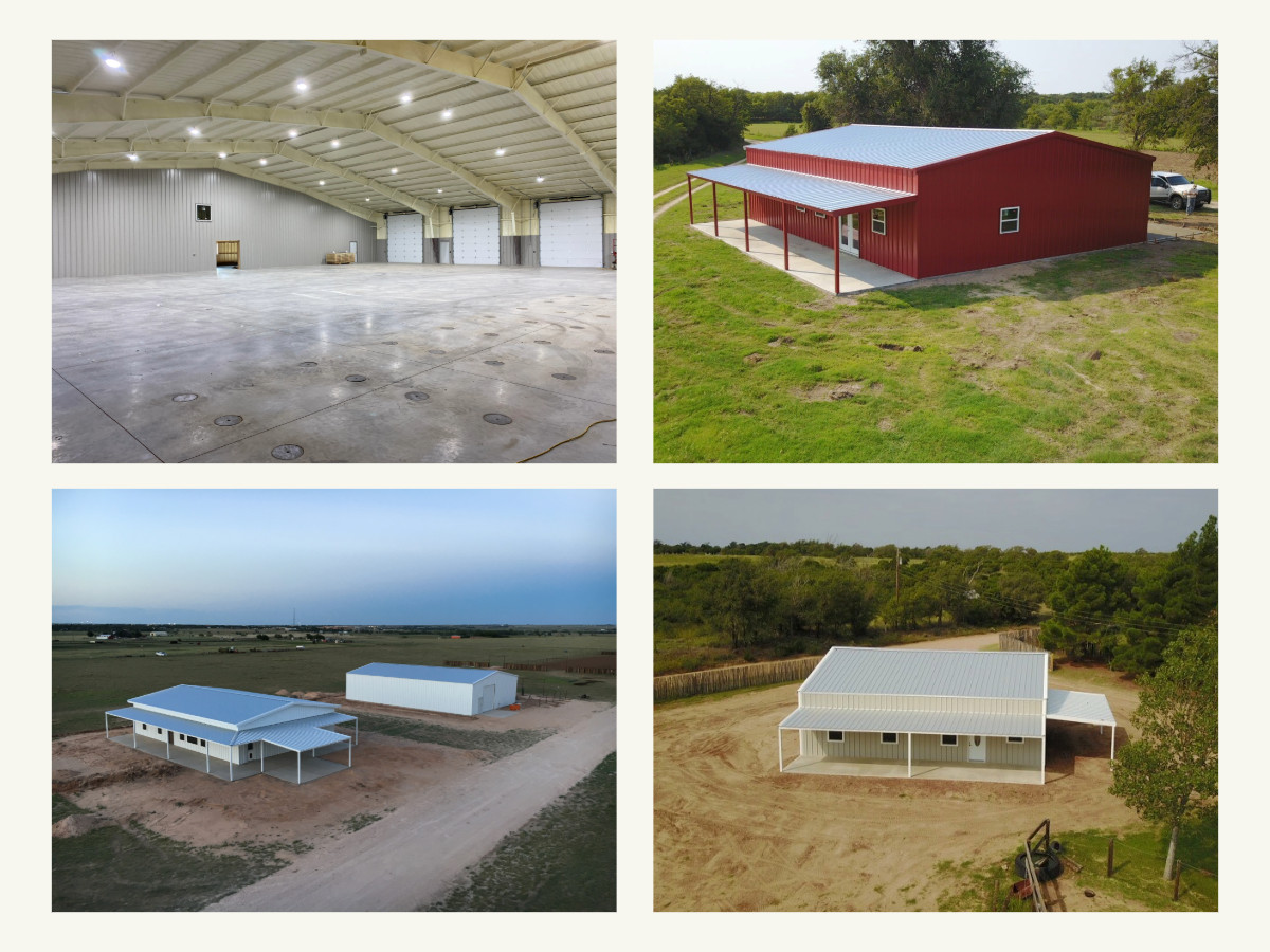 collage of metal buildings