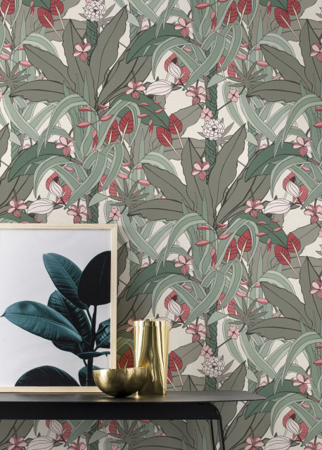 Muted Sage Wallpaper, Double Roll - Tropical - Wallpaper - by Walls ...