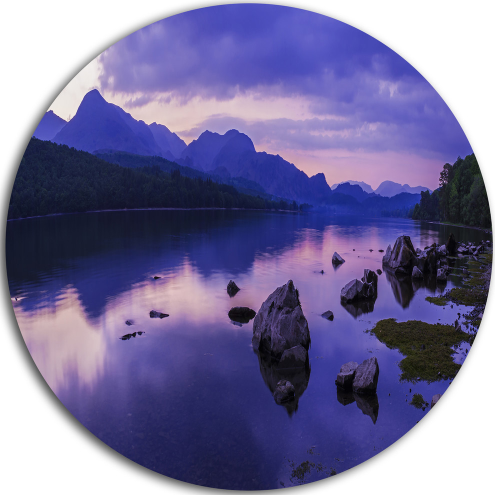 Coniston Water in the Lake District, Landscape Round Metal Artwork, Disc of 11 inch