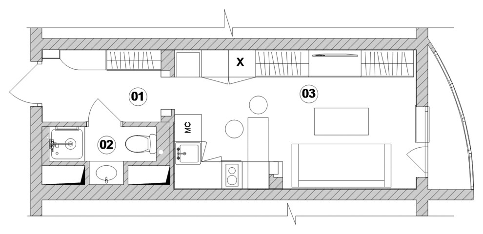 Проект квартира - студия /28 кв.м/