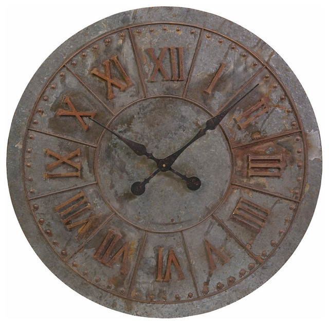 Gilbert Grey Rustic Finish Galvanized Clock Wrought Iron Clock Decor Industrial Wall Clocks