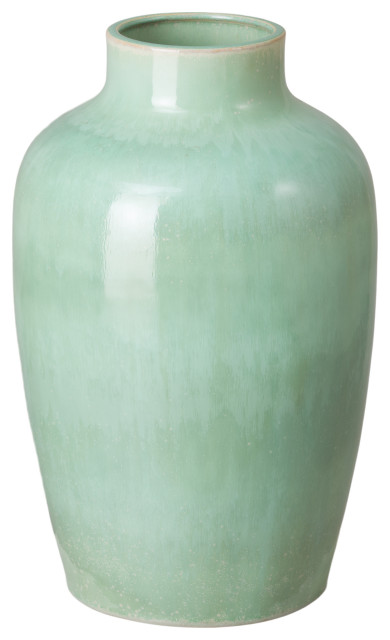 16" Shoulder Vase, Green Cystal Glaze