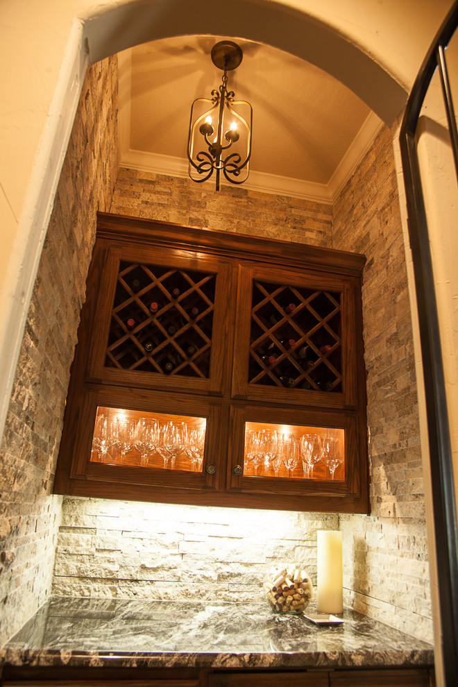 Design ideas for a transitional wine cellar in Dallas.