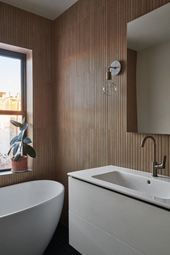 Trendy bathroom photo in New York