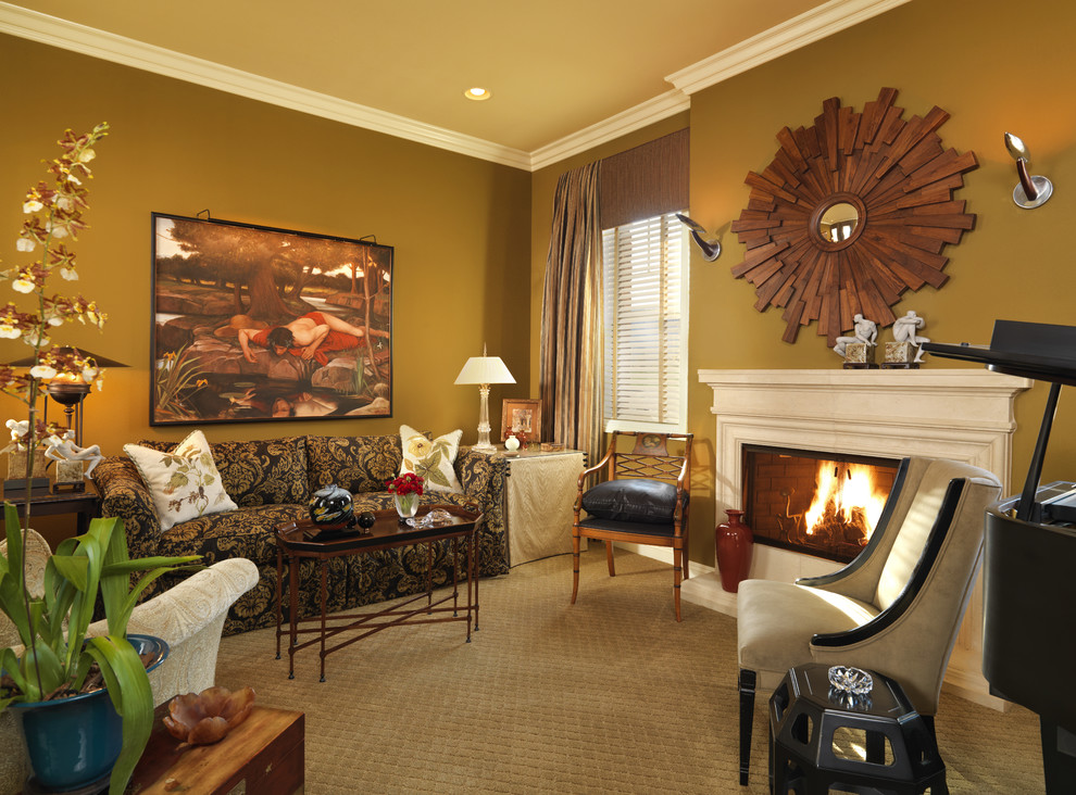 This is an example of a traditional living room in Las Vegas with a music area.