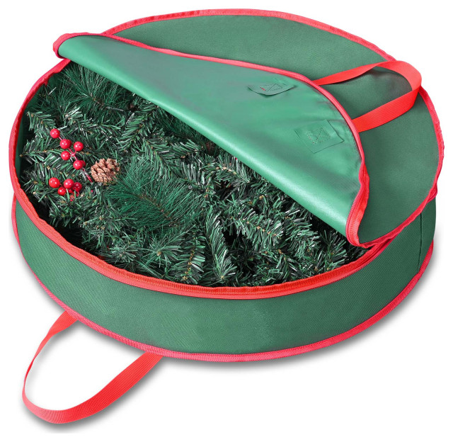 25" Christmas Wreath Storage Bag Zipper Handle Garland Holiday