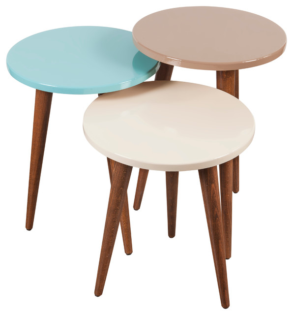 Decorotika Tale 3 Piece Oval Coffee Table Set Midcentury
