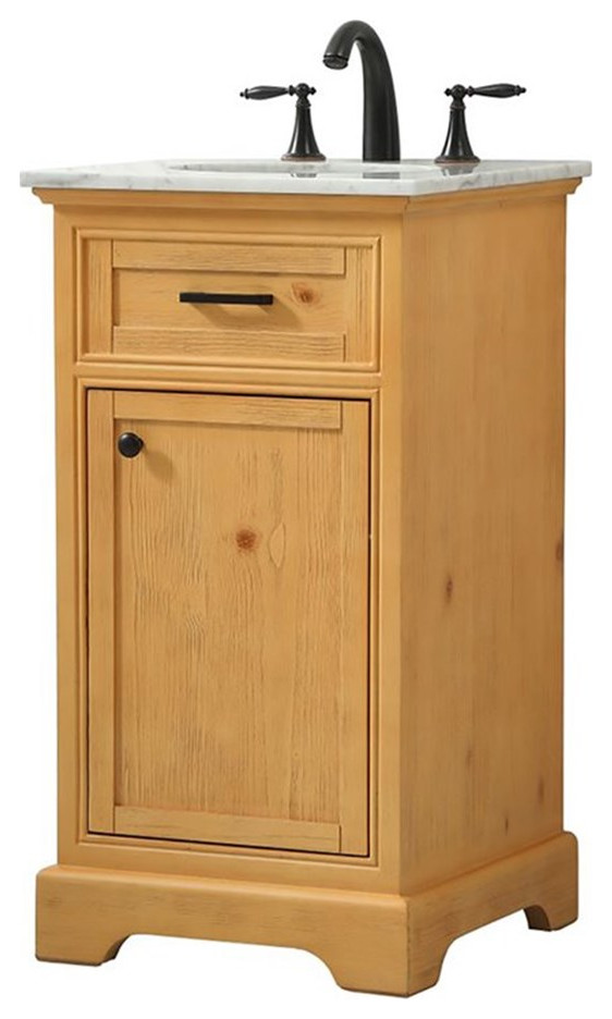 19" Single Bathroom Vanity, Natural Wood Transitional Bathroom