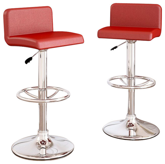 Corliving 33 Low Back Bar Stool In Red Set Of 2
