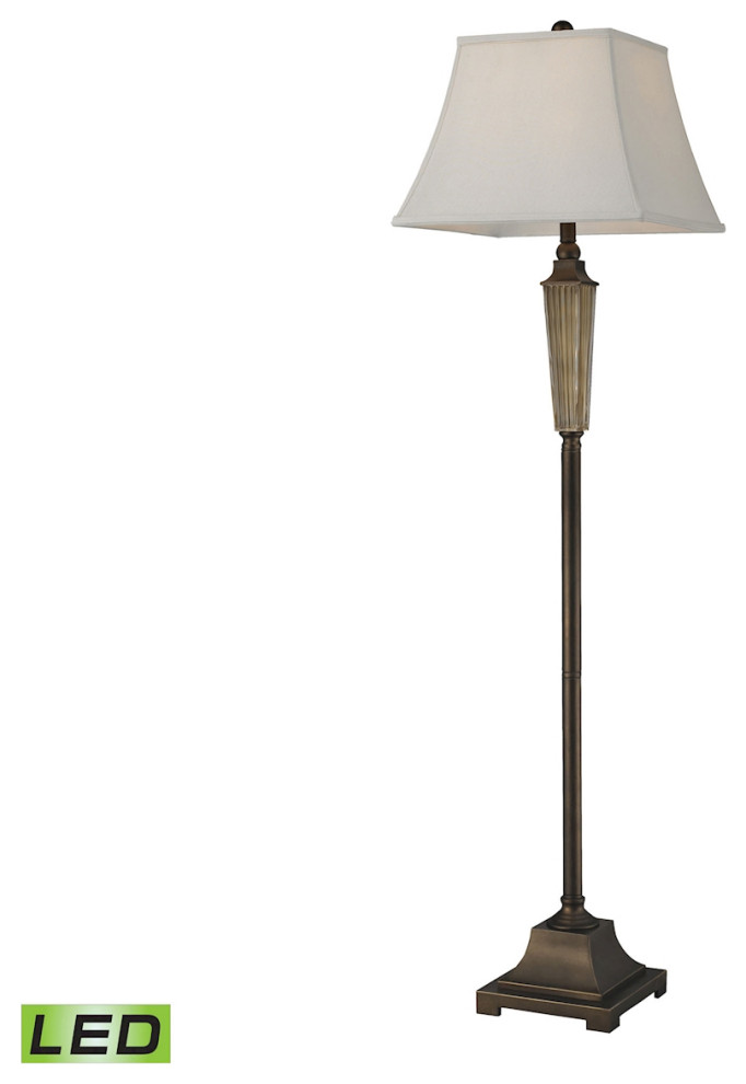 Amber Smoked Glass LED Floor Lamp With Bronze Accents Traditional Floor Lamps by Lighting