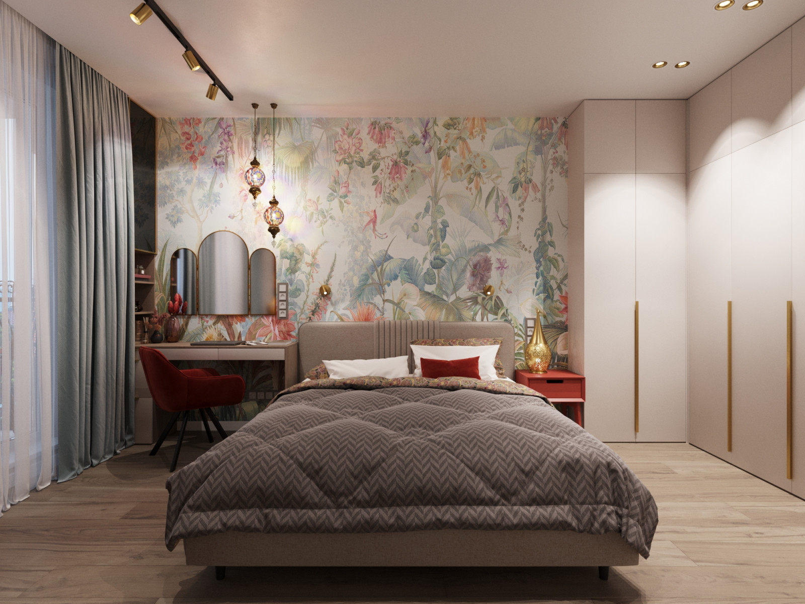 Дизайн проект - яркая двухкомнатная квартира 56 м2