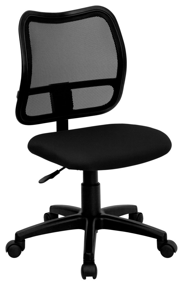 Armless Office Chair, Adjustable Padded Seat With Breathable Mesh Back