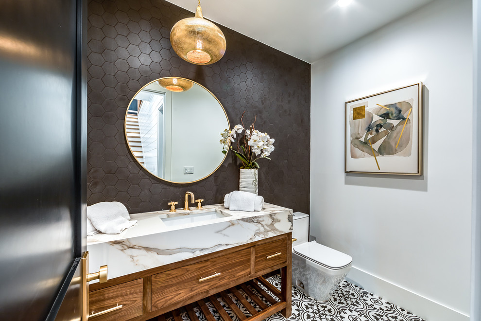 Inspiration for a transitional powder room in Los Angeles.