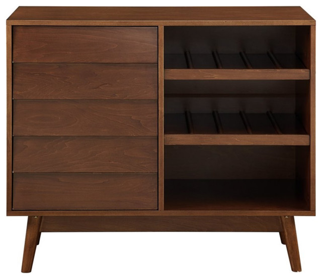 Pemberly Row 36" Louvered Door Home Bar with Adjustable Shelf