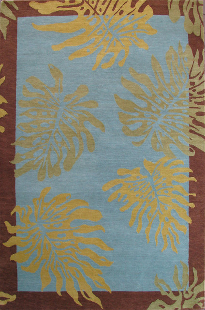 Monstera Design Hawaiian Rug Tropical Area Rugs By Indich Monstera Design Hawaiian Rug Blue Green