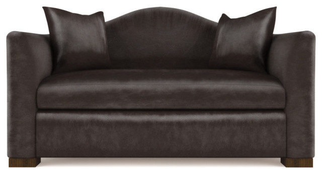 Dark Great Deal Furniture 303833 Estelle High Back Tufted Winged Brown Leather Loveseat