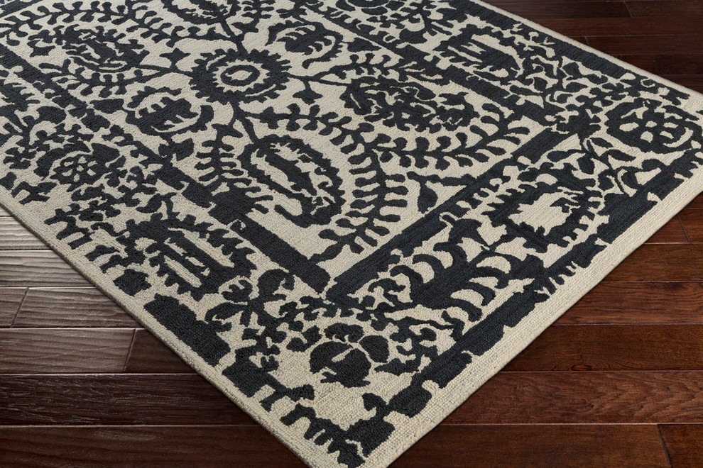 Armelle Global Black, Cream Area Rug Contemporary Area Rugs by
