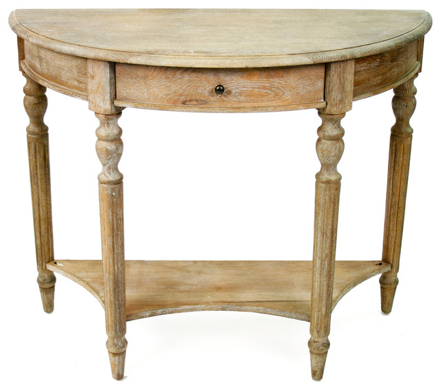 Traditional French Country Style Demilune Console Table