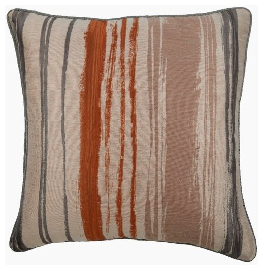 Orange Throw Pillow Cover Rust And Gray Striped Silk Rustic