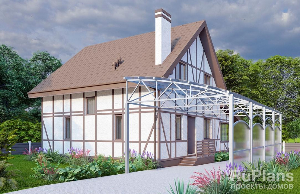 Rg5894 - Проект дома с мансардой и верандой.