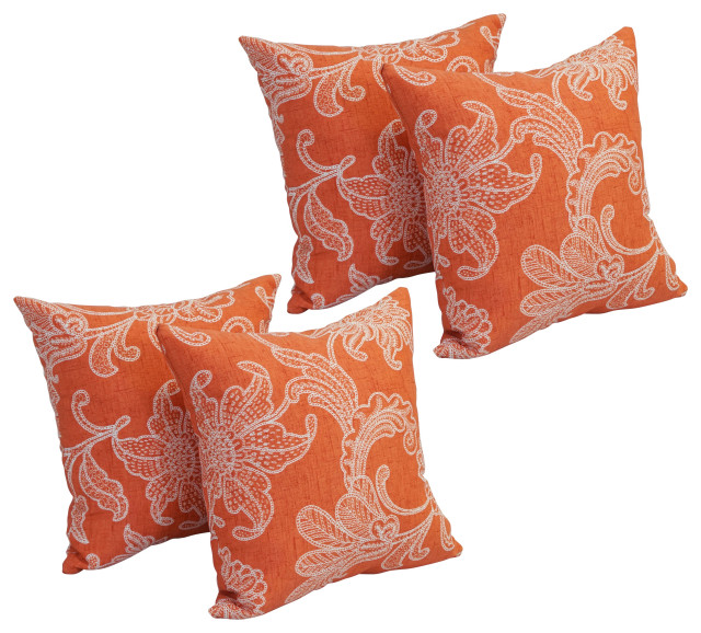 17" Square Polyester Outdoor Throw Pillows, Set of 4, Ellie Mango