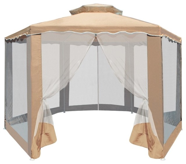 Gz2rwn10x10sd Double Roof Gazebo With Mosquito Netting Sand 10