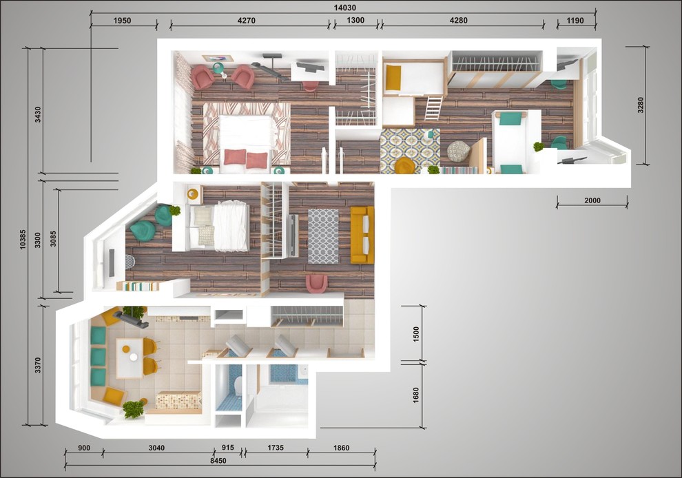 Дизайн интерьера 3-комнатной квартиры в доме серии П | Заказать дизайн-проект