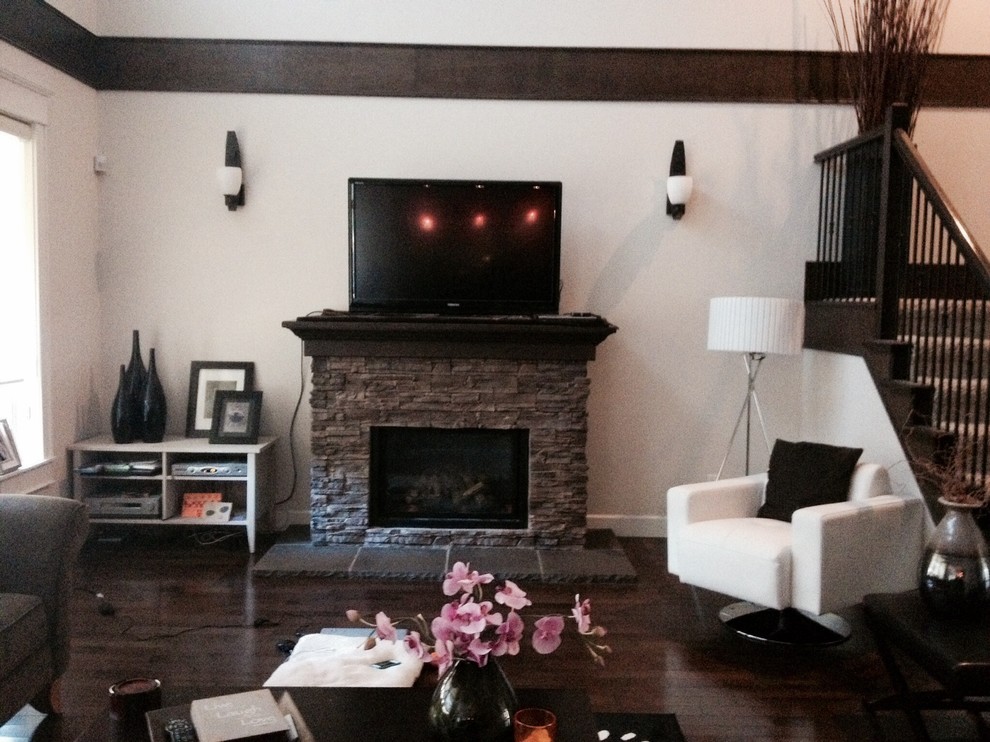 Decor beside fireplace