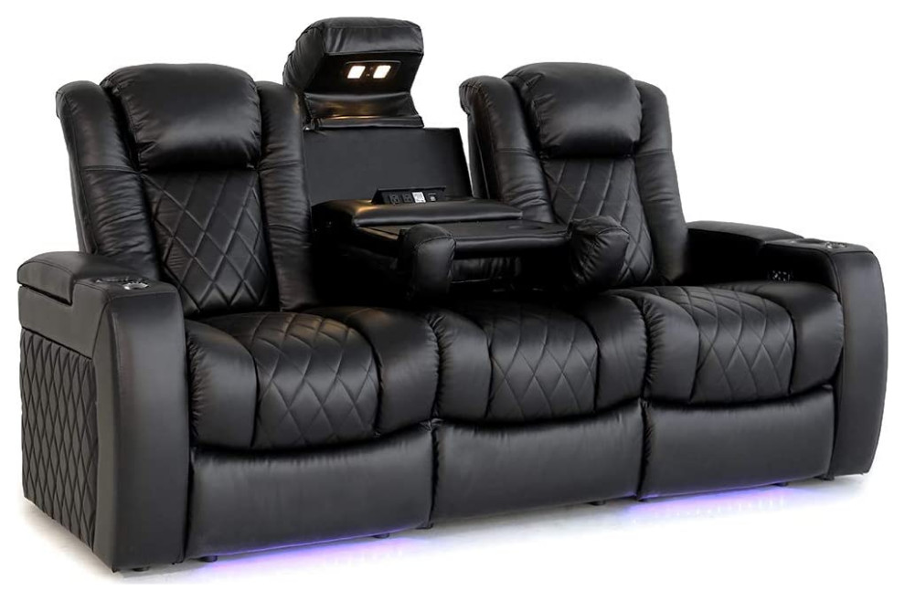 Valencia Tuscany Console Leather Home Theater Seating Power Headrest