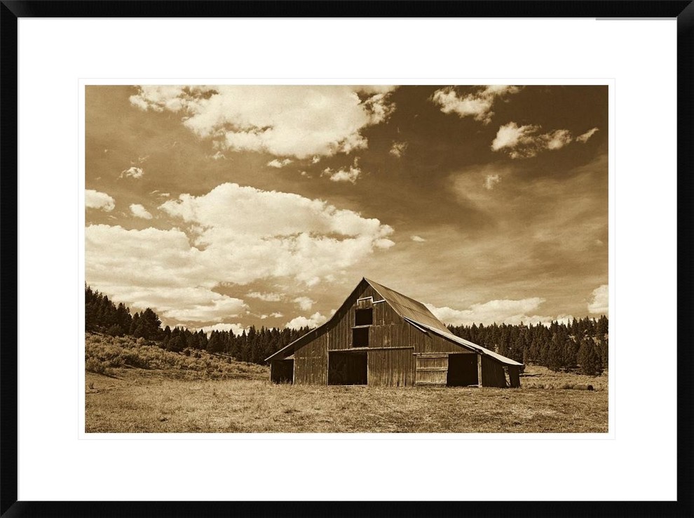 "Old red barn in pastoral landscape, Oregon - Sepia"  by Konrad Wothe, 32x24"
