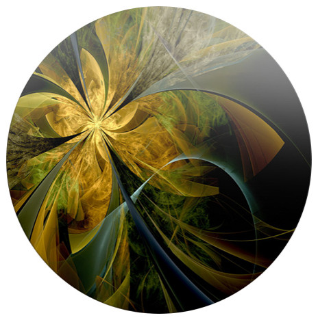 Designart - Symmetrical Fractal Flower in Gold' Floral Metal Circle ...