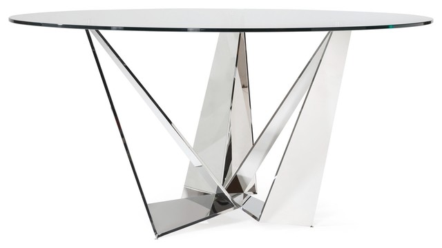 Modern Serra 59 Round Dining Table, Houzz Round Glass Dining Table