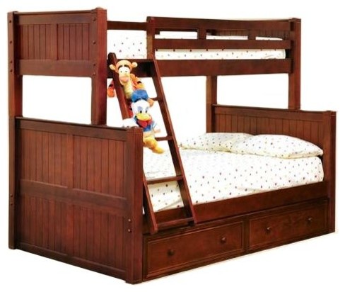 Fordham Dark Pecan Twin Over Full Bunk Bed With Storage Drawers