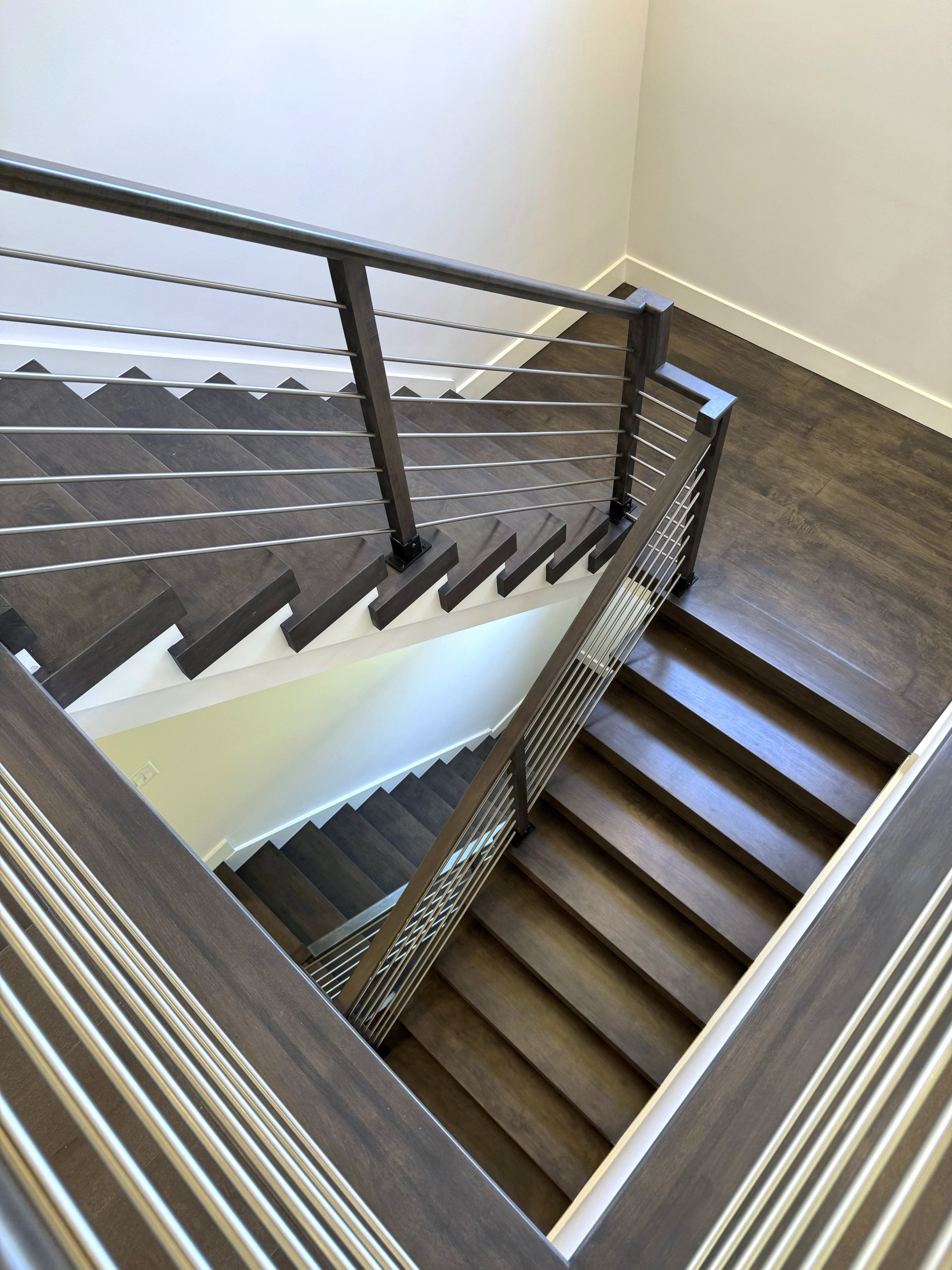 137_Transitional Maple Staircase with Stainless Steel Rail, Clifton, VA 2014