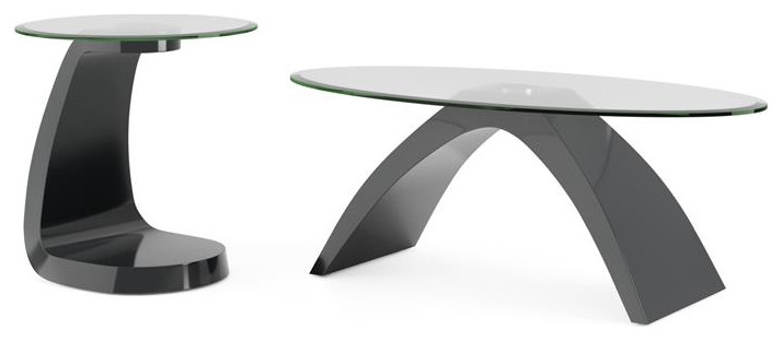 Furniture of America Pelletoni Wood 2-Piece Coffee Table Set in Gray