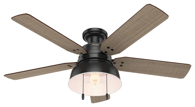 Hunter Mill Valley Low Profile 52 Inch Indoor Outdoor Ceiling Fan In Matte Bla