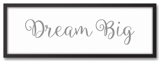 Dream Big 12"x36" Black Framed Canvas, Gray