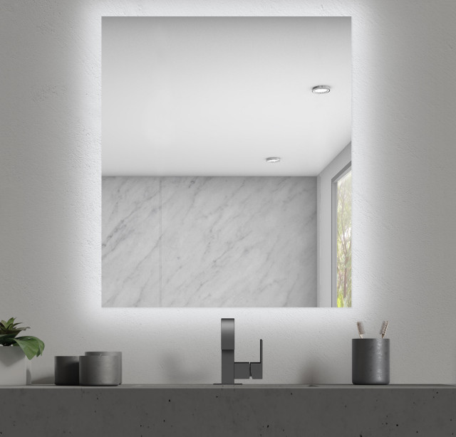 Seura Halo Led Dimmable Lighted, Lighted Bathroom Vanity Mirrors