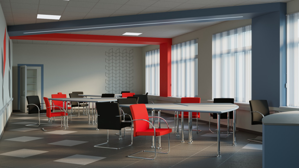 Визуализация 2 кабинетов и коридора для школы