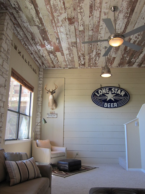 Reclaimed Barnwood Ceiling Eclectic Living Room Austin By