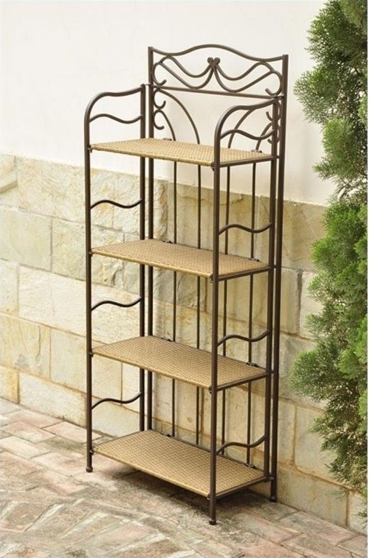International Caravan Valencia 4 Tier 24" Bakers Rack in Honey Pecan