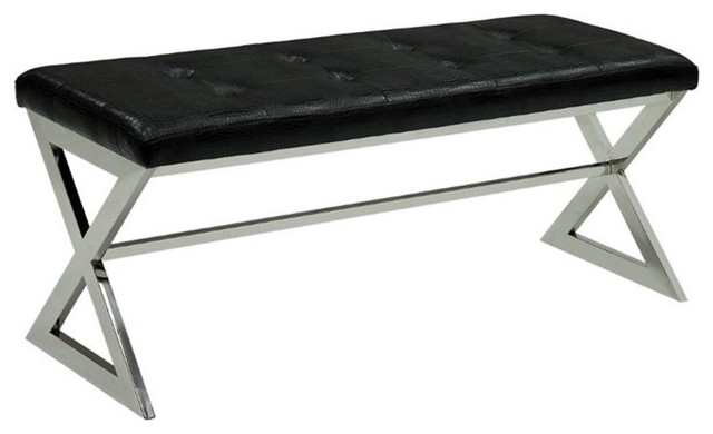 Furniture Of America Zina Tufted Faux Leather Bench Black Furniture Of America Zina Tufted Faux Leather Bench Black