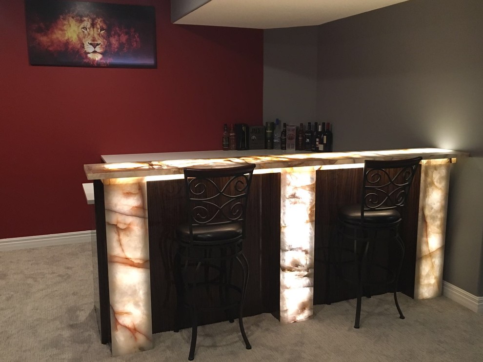Inspiration for a contemporary basement remodel in Calgary