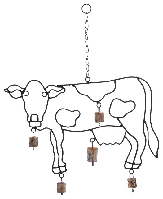 Woodland Imports Cow Silhouette Wind Chime Chimes Houzz Cow Silhouette Wind Chime Farmhouse Chimes