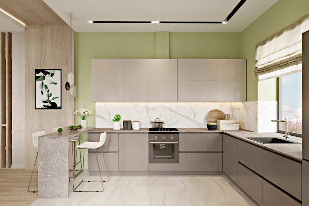 Дом - 130 м2. Кухня - гостиная - холл №1