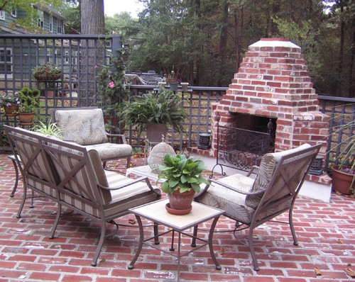 Outdoor brick fireplace